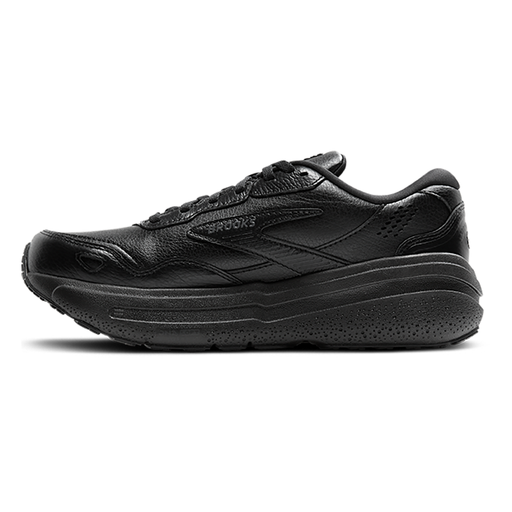 Brooks Ghost Max Leather — Black - Black — Size B — Width 5 — Side View