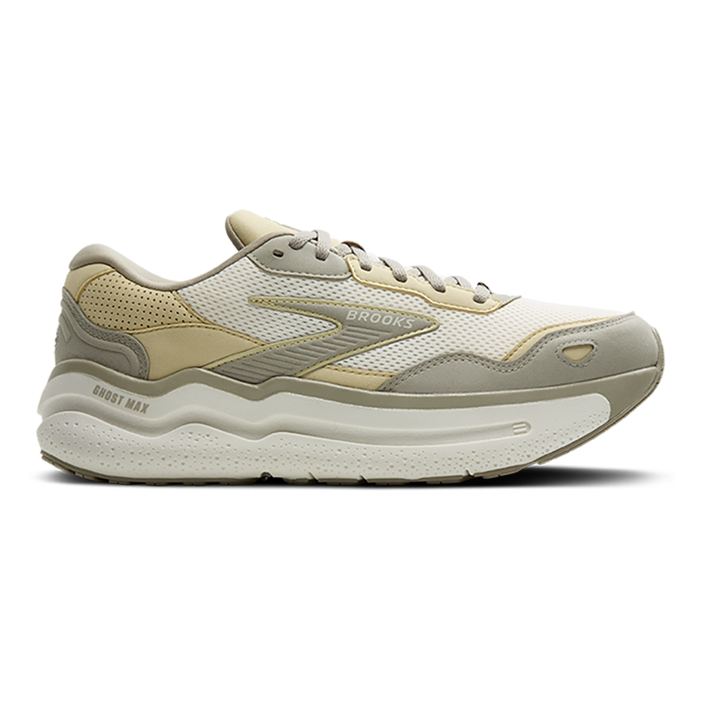 Brooks Ghost Max SE — London Fog - Green Haze - Coconut — Size D — Width 8.5 — Front View