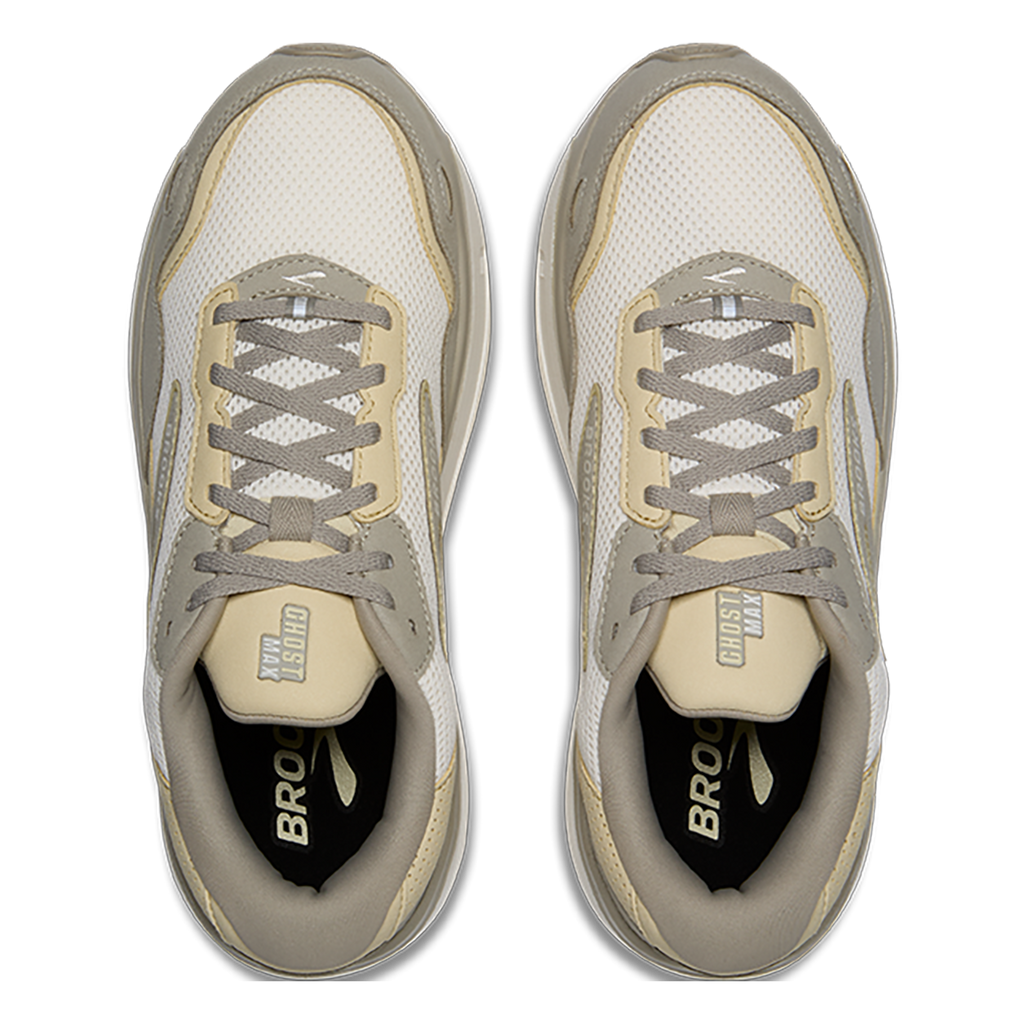 Brooks Ghost Max SE — London Fog - Green Haze - Coconut — Size D — Width 8.5 — Back View