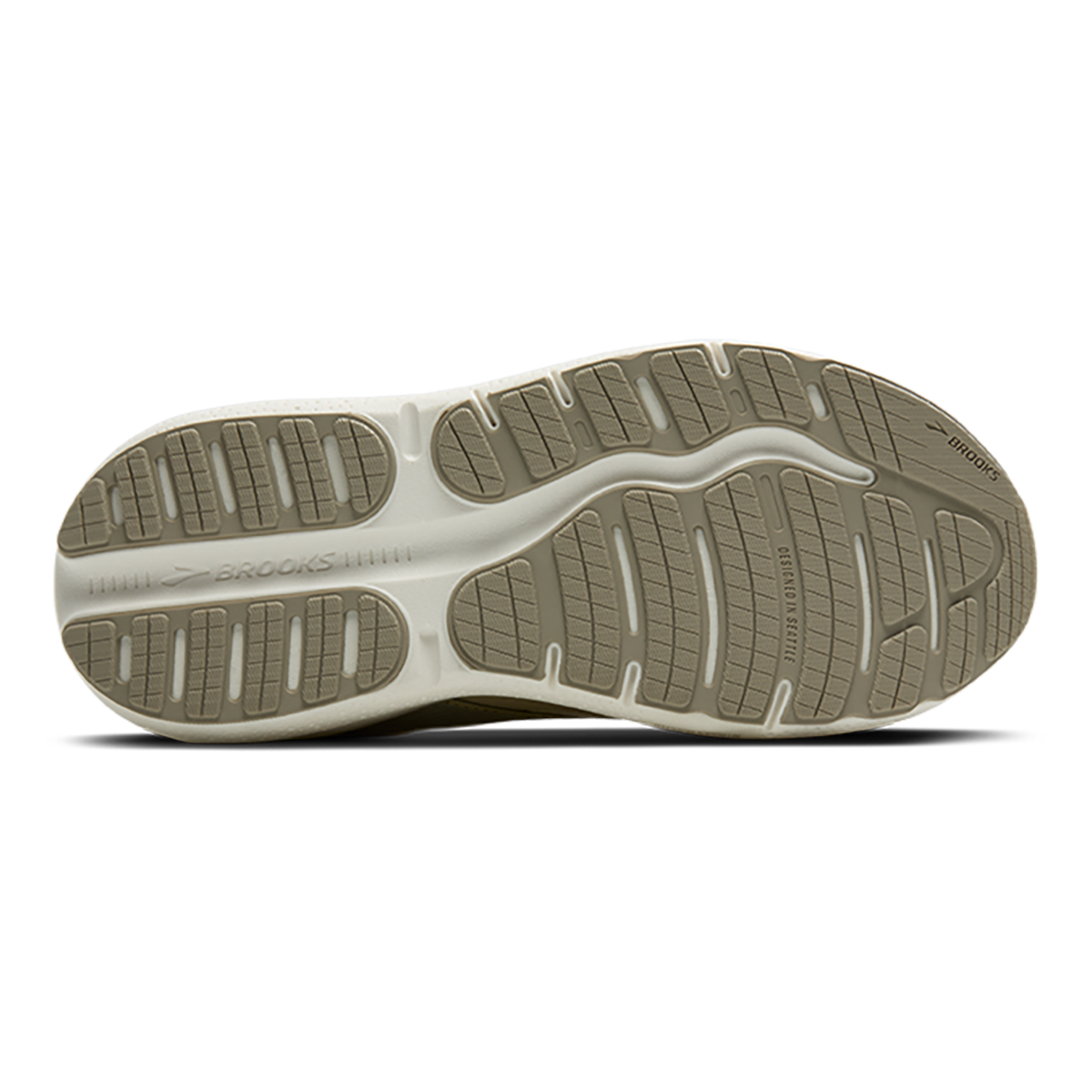 Brooks Ghost Max SE — London Fog - Green Haze - Coconut — Size D — Width 8.5 — Top View