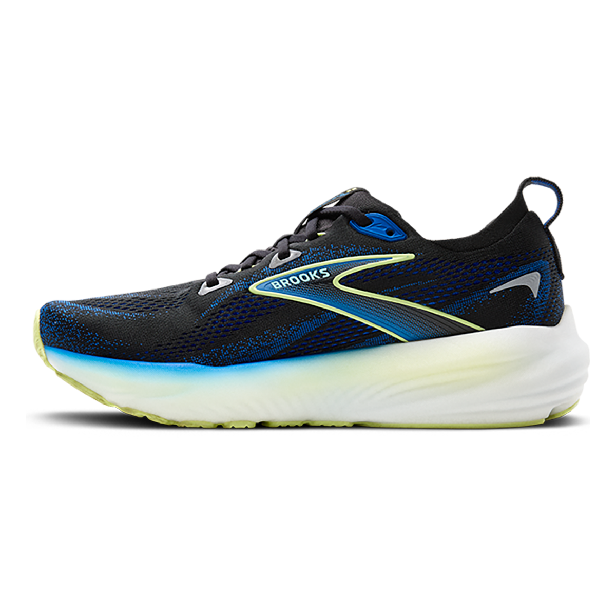 Brooks Glycerin 22 Black - Cobalt - Neo Yellow — Black - Cobalt - Neo Yellow — Size 2E — Width 8 — Side View