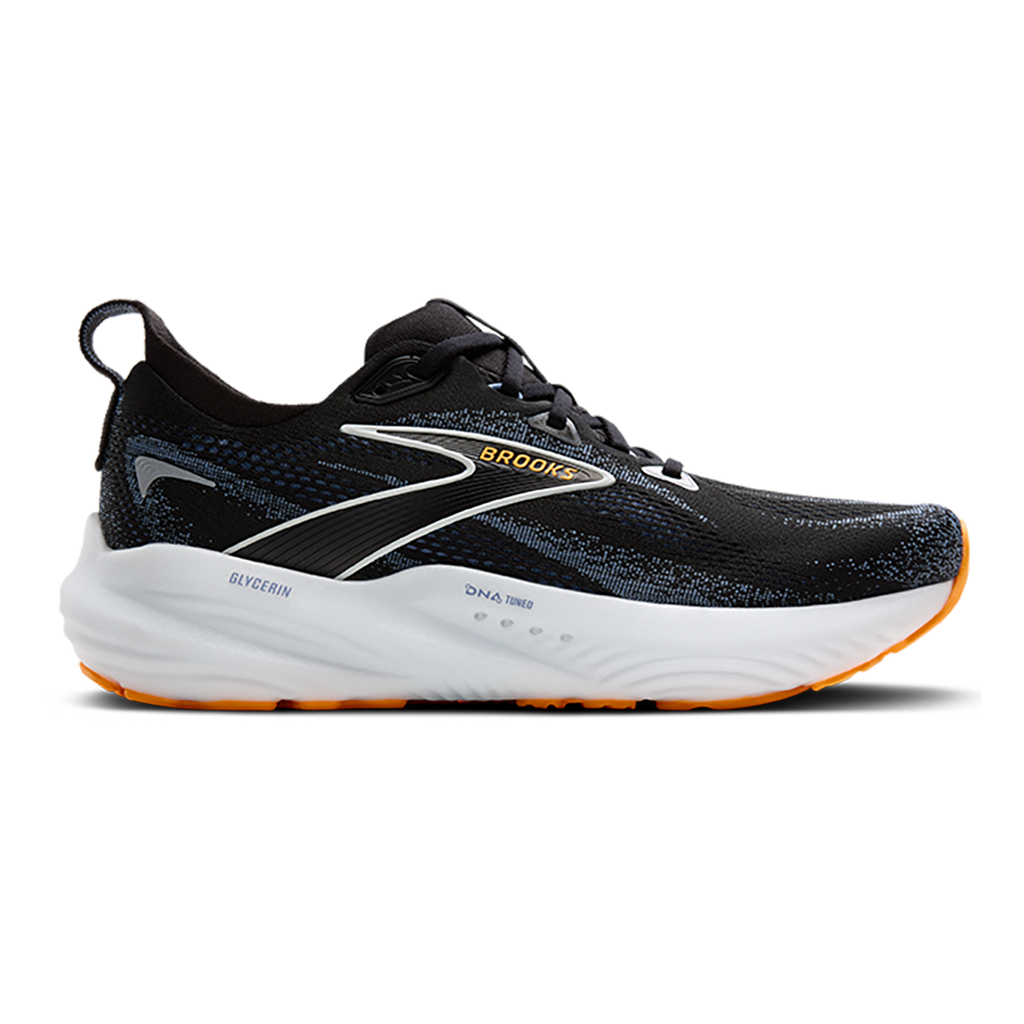 Brooks Glycerin 22 Black - Country Blue - Orange Pop — Black - Country Blue - Orange Pop — Size 2E — Width 8 — Front View