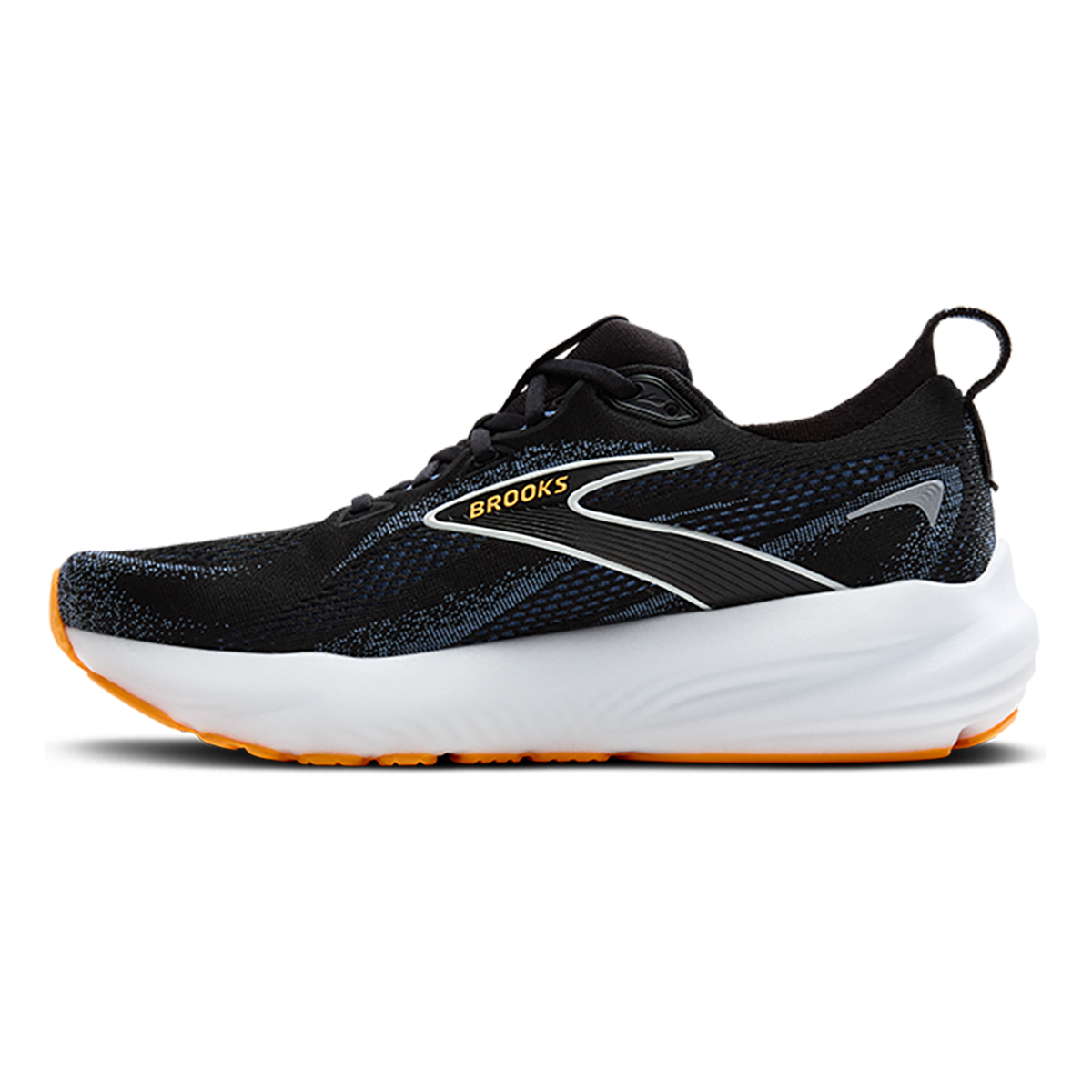 Brooks Glycerin 22 Black - Country Blue - Orange Pop — Black - Country Blue - Orange Pop — Size 2E — Width 8 — Side View