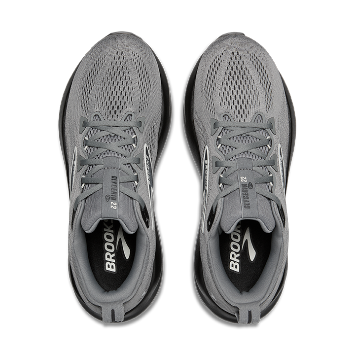Brooks Glycerin 22 Primer Gray - Ebony - Bluewash — Primer Gray - Ebony - Bluewash — Size 2E — Width 8 — Back View