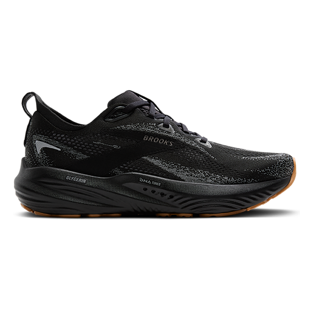 Brooks Glycerin 22 Black - Primer Gray - Biscuit — Black - Primer Gray - Biscuit — Size D — Width 7 — Front View