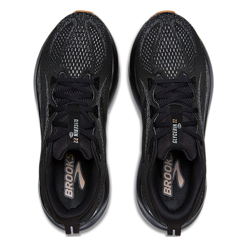 Brooks Glycerin 22 Black - Primer Gray - Biscuit — Black - Primer Gray - Biscuit — Size D — Width 7 — Back View
