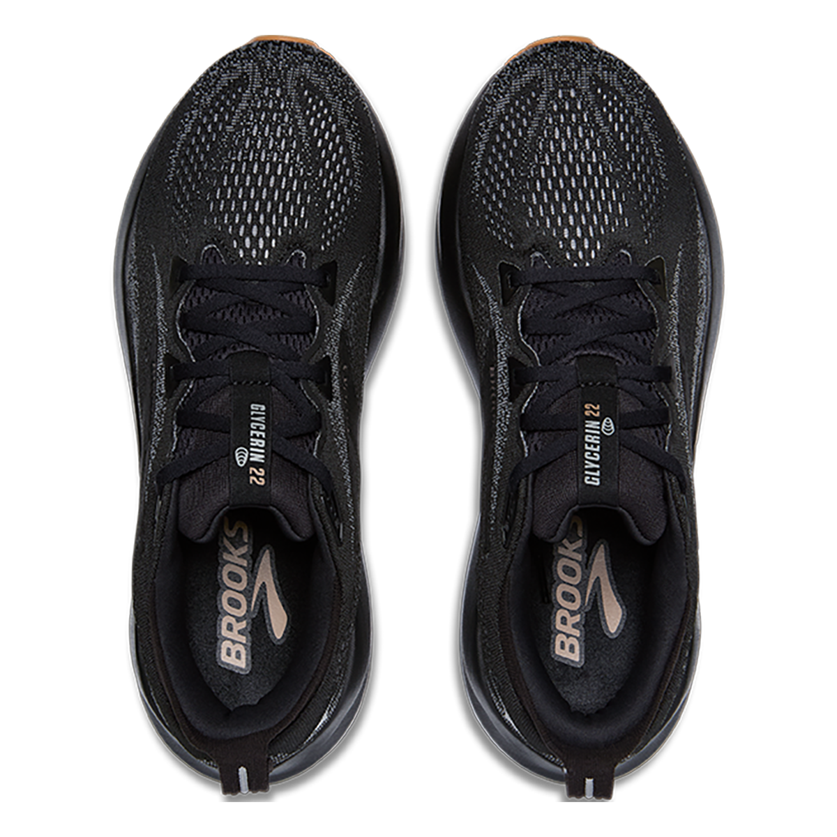 Brooks Glycerin 22 Black - Primer Gray - Biscuit — Black - Primer Gray - Biscuit — Size D — Width 7 — Back View