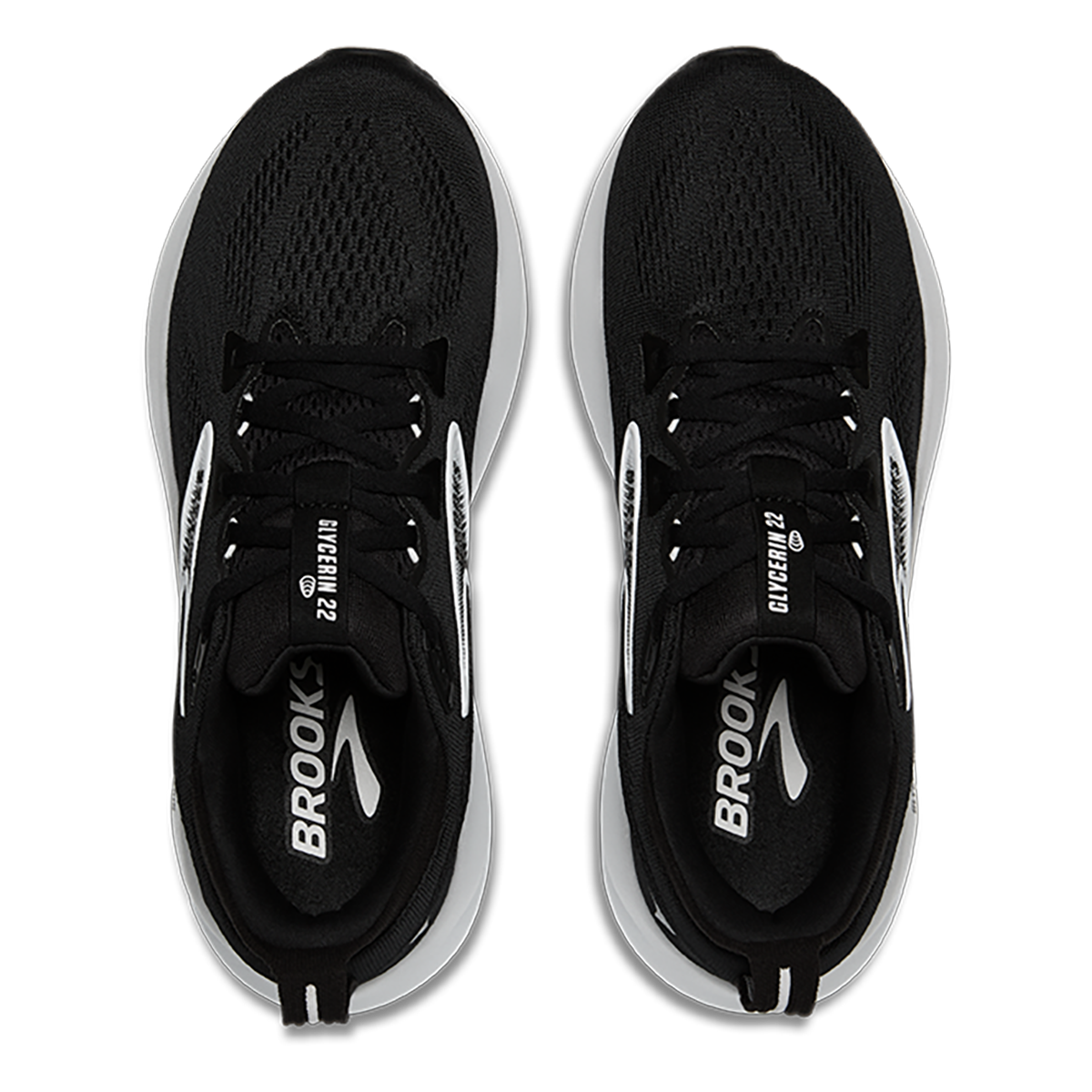 Brooks Glycerin 22 Black - Grey - White — Black - Grey - White — Size B — Width 5 — Back View