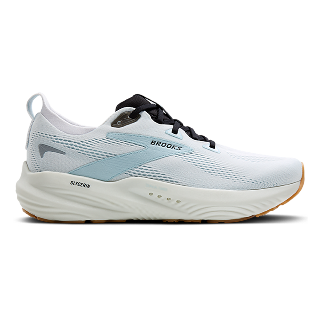 Brooks Glycerin 22 Bright White - Winter Sky - Black — Bright White - Winter Sky - Black — Size D — Width 7 — Front View