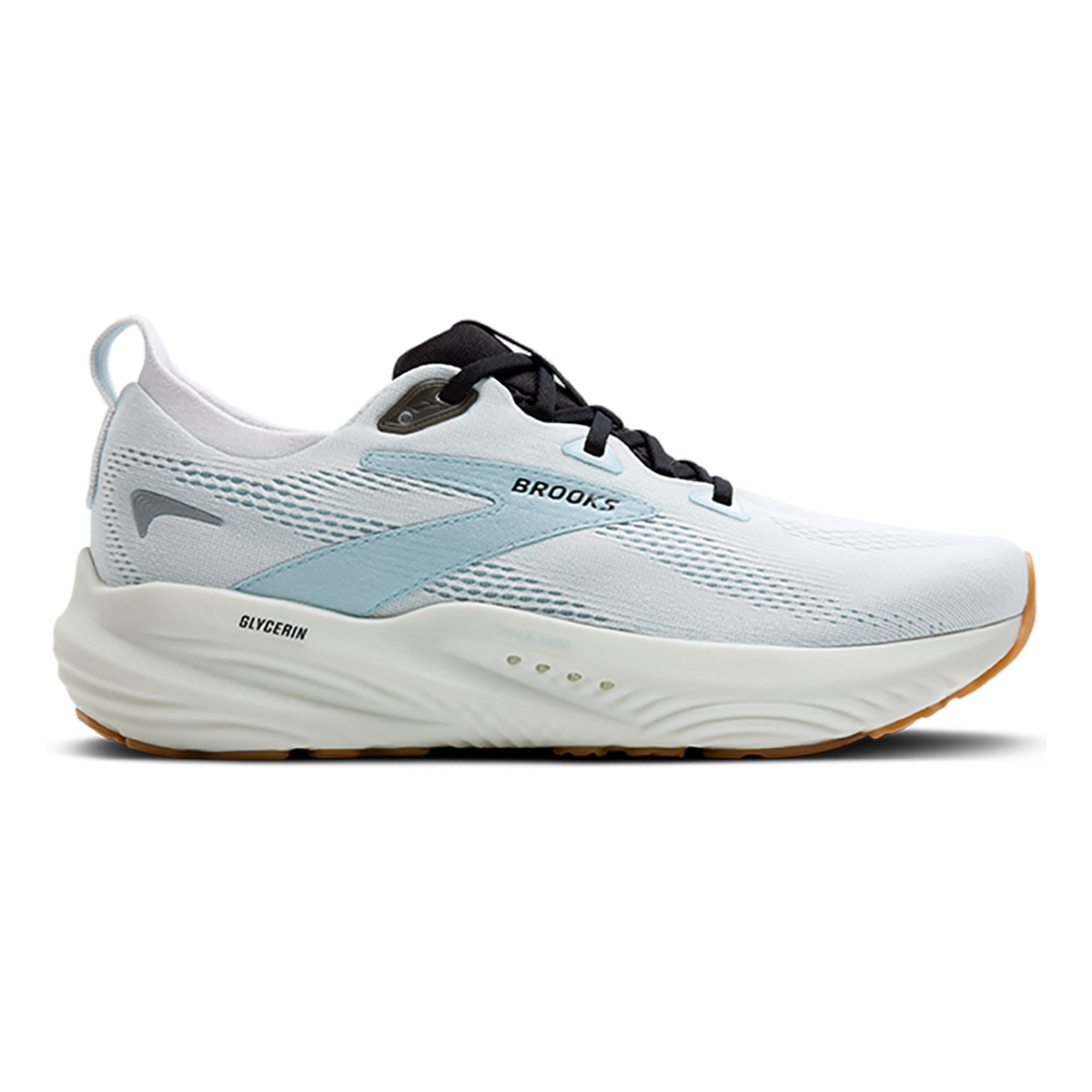 Brooks Glycerin 22 Bright White - Winter Sky - Black — Bright White - Winter Sky - Black — Size D — Width 7 — Front View