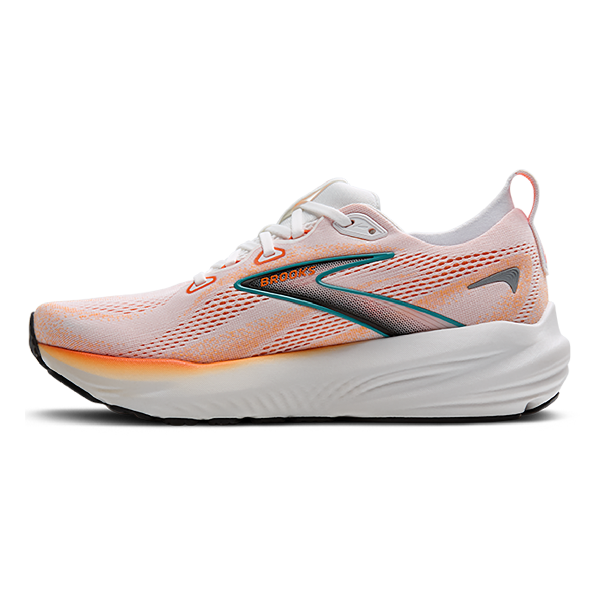Brooks Glycerin 22 White - Orange - Green Blue Slate — White - Orange - Green Blue Slate — Size D — Width 7 — Side View