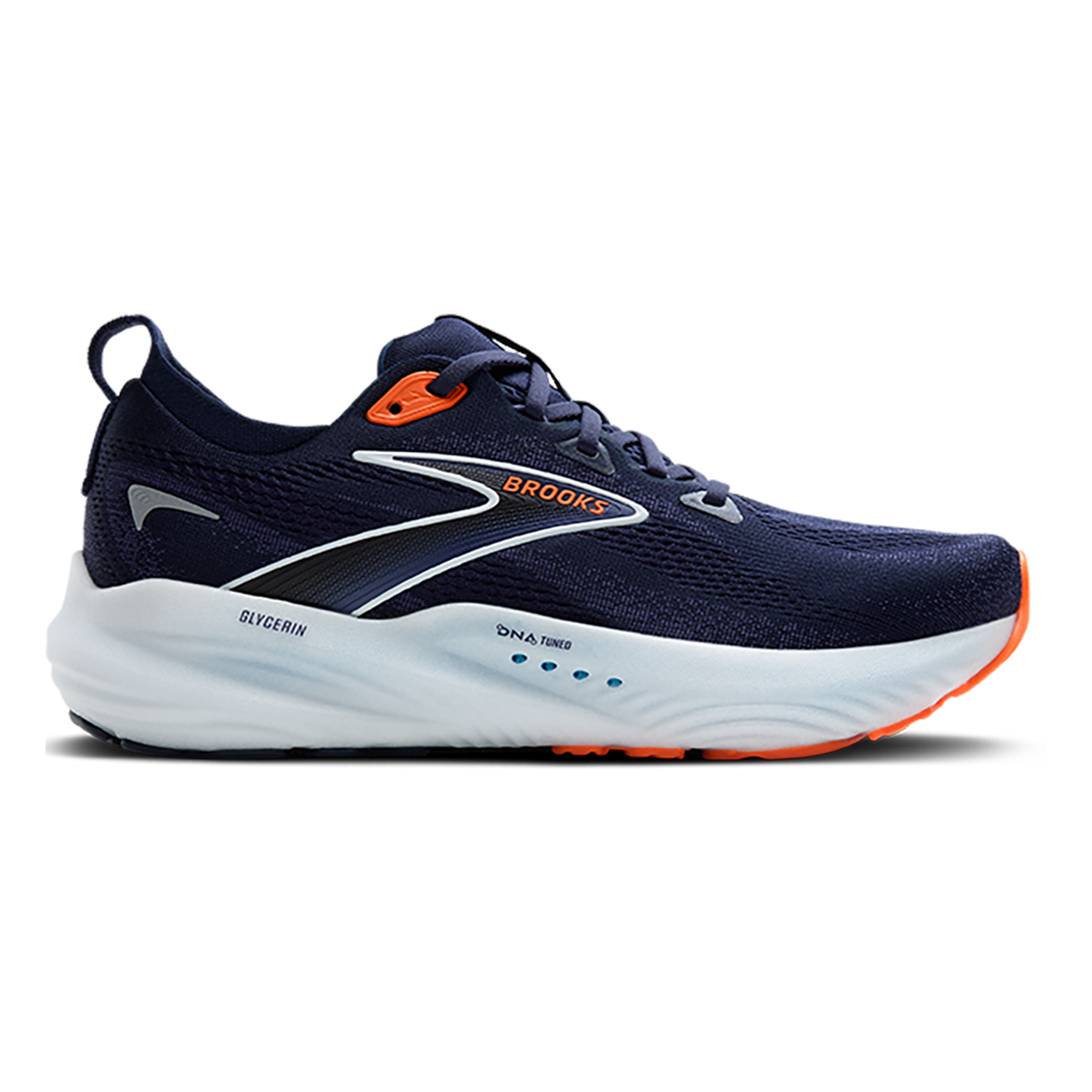 Brooks Glycerin 22 Peacoat - Blue Ribbon - Orange — Peacoat - Blue Ribbon - Orange — Size D — Width 7 — Front View