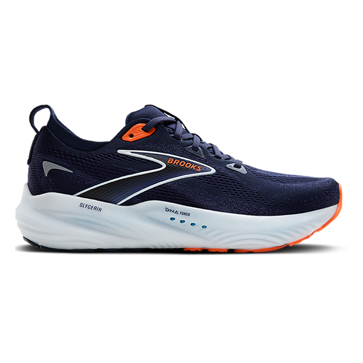 Brooks Glycerin 22 Peacoat - Blue Ribbon - Orange — Peacoat - Blue Ribbon - Orange — Size D — Width 7 — Front View