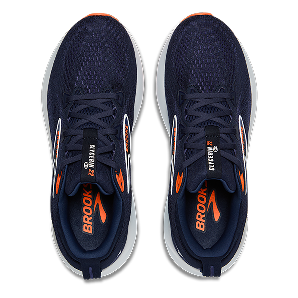Brooks Glycerin 22 Peacoat - Blue Ribbon - Orange — Peacoat - Blue Ribbon - Orange — Size D — Width 7 — Back View