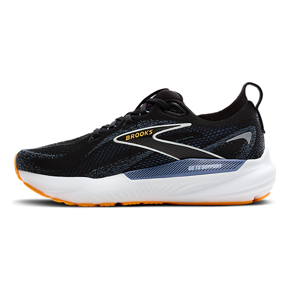 Brooks Glycerin GTS 22 — Black - Black - Ebony — Size D — Width 8 — Side View