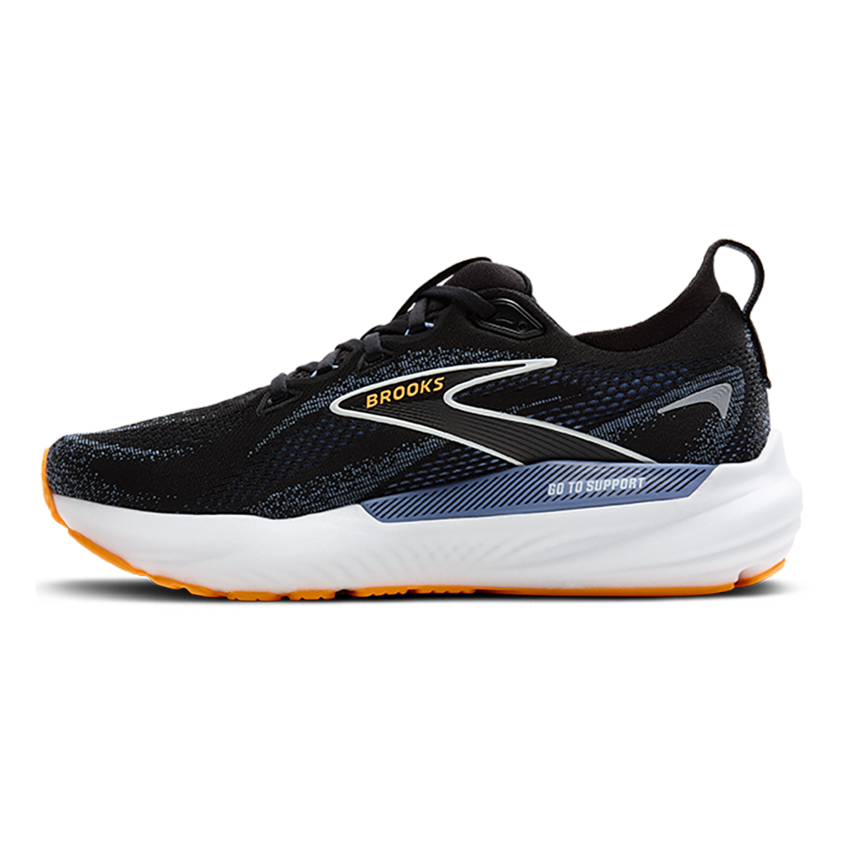 Brooks Glycerin GTS 22 — Black - Black - Ebony — Size D — Width 8 — Side View