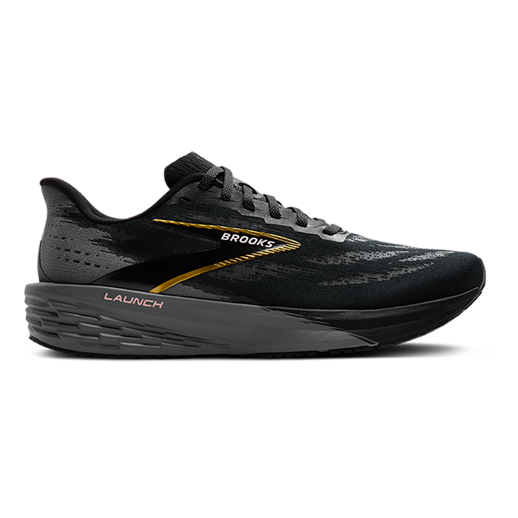 Brooks Launch 11 — Black - Grey - Gold — Size D — Width 8.5 — Detail View