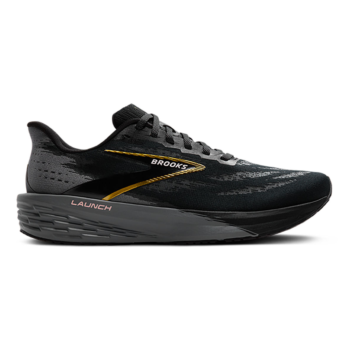 Brooks Launch 11 — Black - Grey - Gold — Size D — Width 8.5 — Detail View