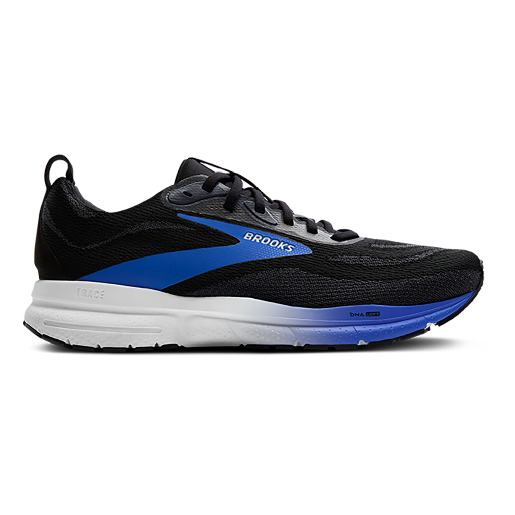 Brooks Trace 4 — Black - Cobalt - Limpet — Size D — Width 9 — Detail View