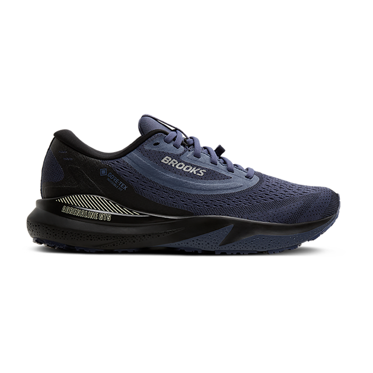 Brooks Adrenaline GTS 24 GTX — Black - Nightshadow - Coconut — Size D — Width 7 — Front View