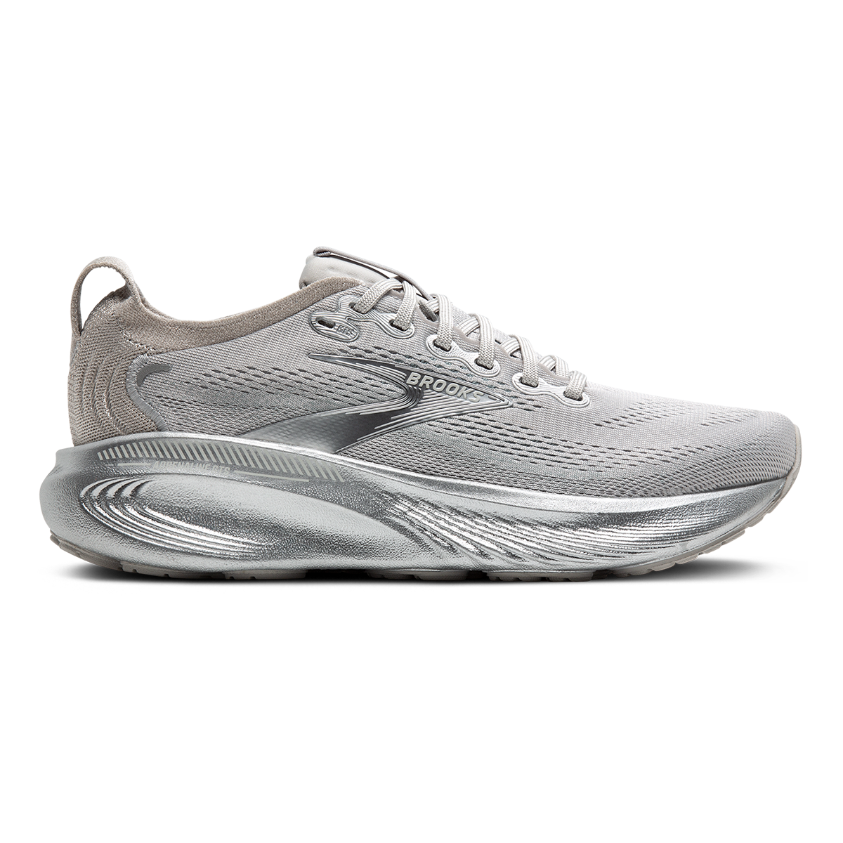 Brooks Adrenaline GTS 25 Anniversary — Silver - Lunar Rock — Size D — Width 7 — Front View