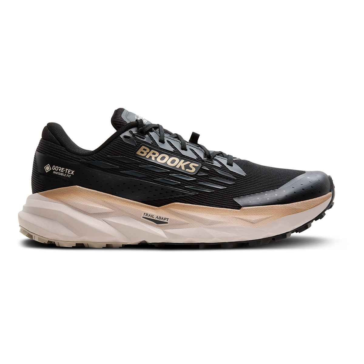 Brooks Cascadia 19 GTX — Black - Ebony - Chateau Gray — Size D — Width 9 — Front View