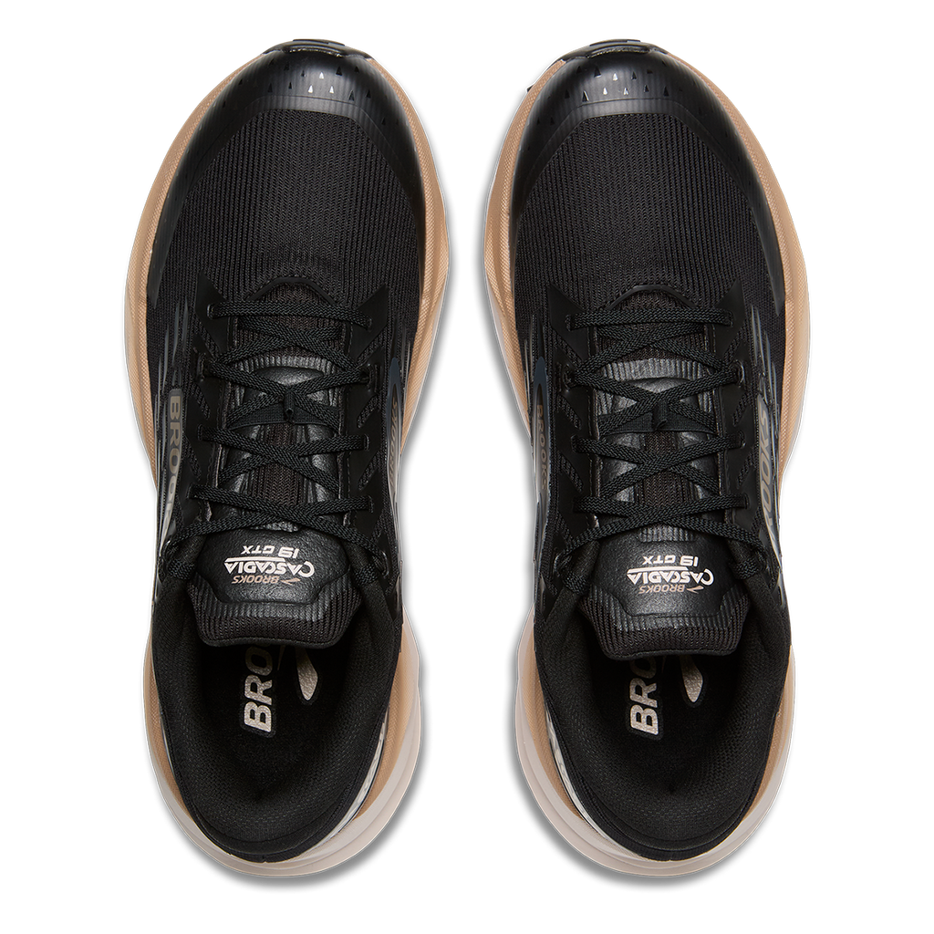 Brooks Cascadia 19 GTX — Black - Ebony - Chateau Gray — Size D — Width 9 — Back View