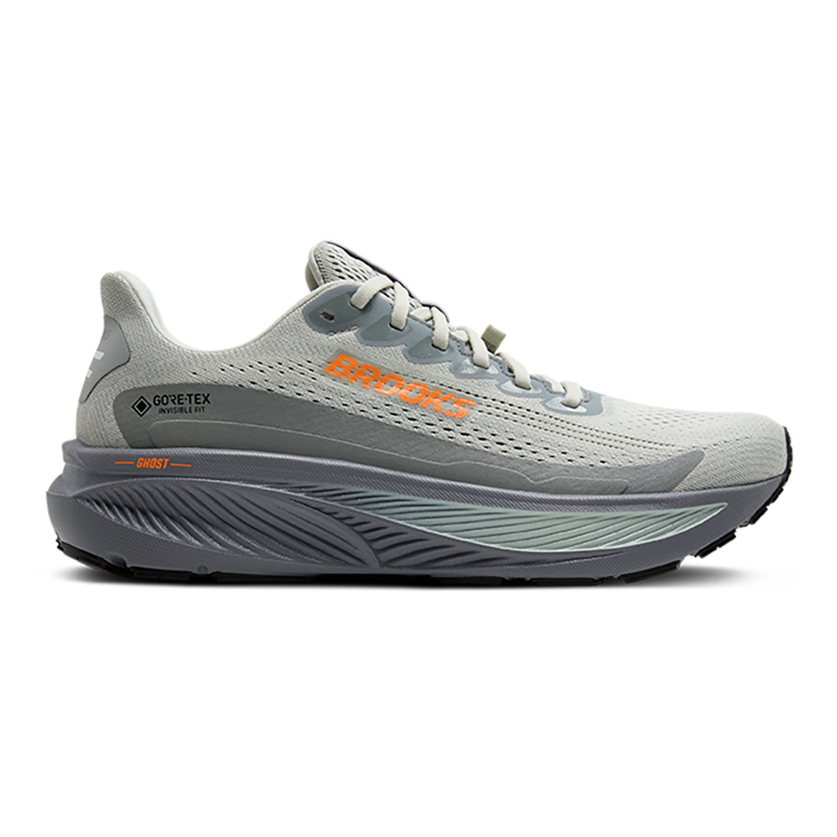 Brooks Ghost 17 GTX — Black - Black - Ebony — Size D — Width 9 — Front View