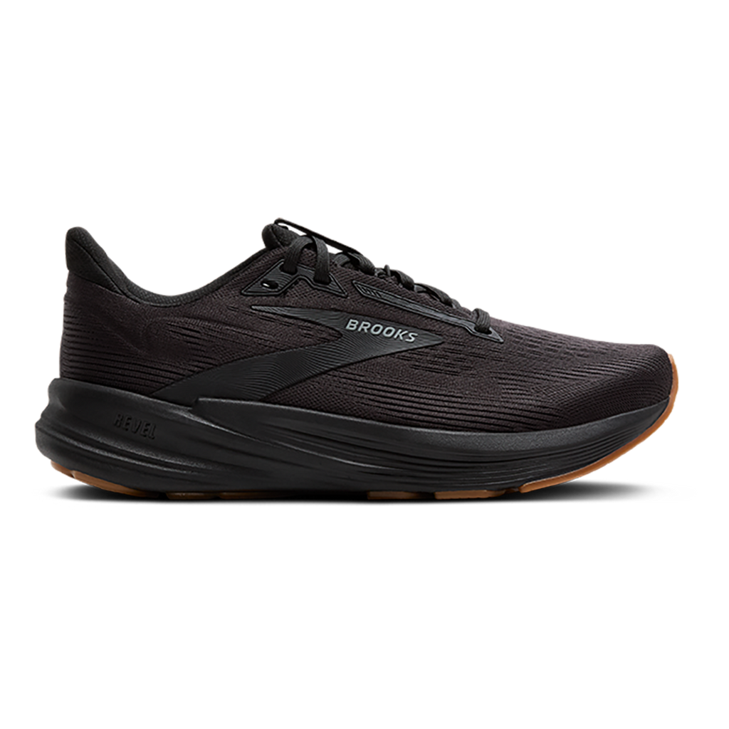 Brooks Revel 8 — Black - Black - Rose Gold — Size B — Width 7.5 — Detail View