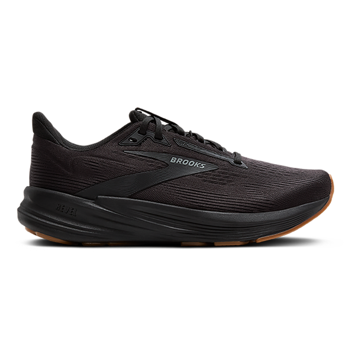 Brooks Revel 8 — Black - Black - Rose Gold — Size B — Width 7.5 — Detail View