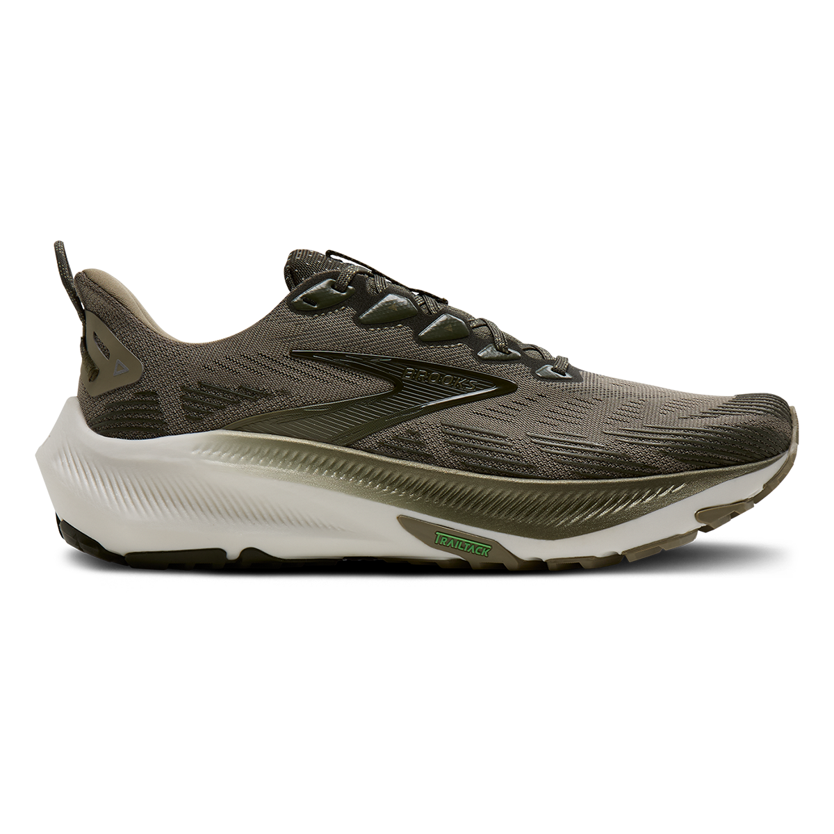 Brooks Ghost Trail Capsule Collection — Olive - Olive - Metallic — Size D — Width 15 — Front View
