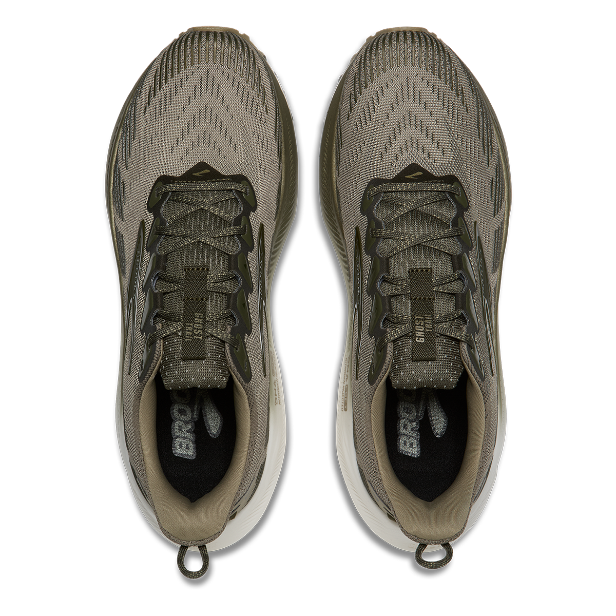 Brooks Ghost Trail Capsule Collection — Olive - Olive - Metallic — Size D — Width 15 — Back View
