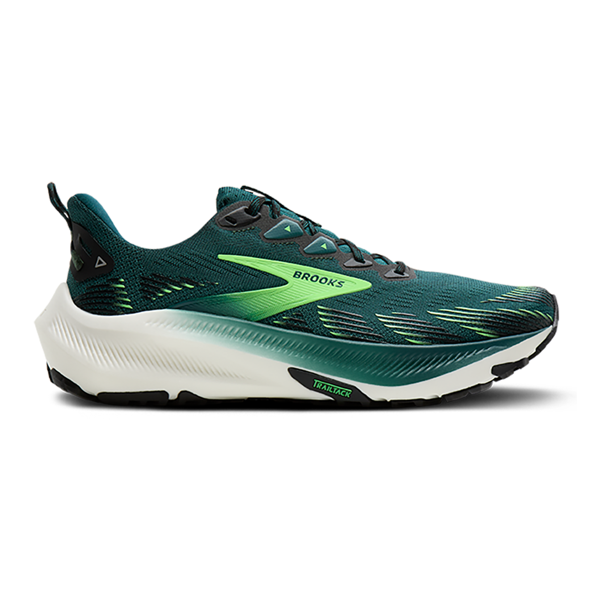 Brooks Ghost Trail — Atlantic Deep - Black - Green — Size D — Width 7 — Front View