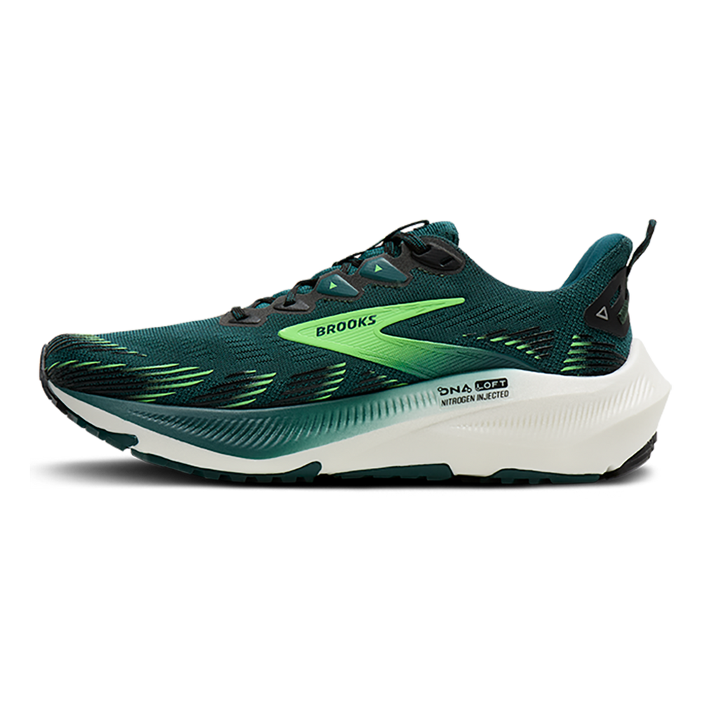 Brooks Ghost Trail — Atlantic Deep - Black - Green — Size D — Width 7 — Side View
