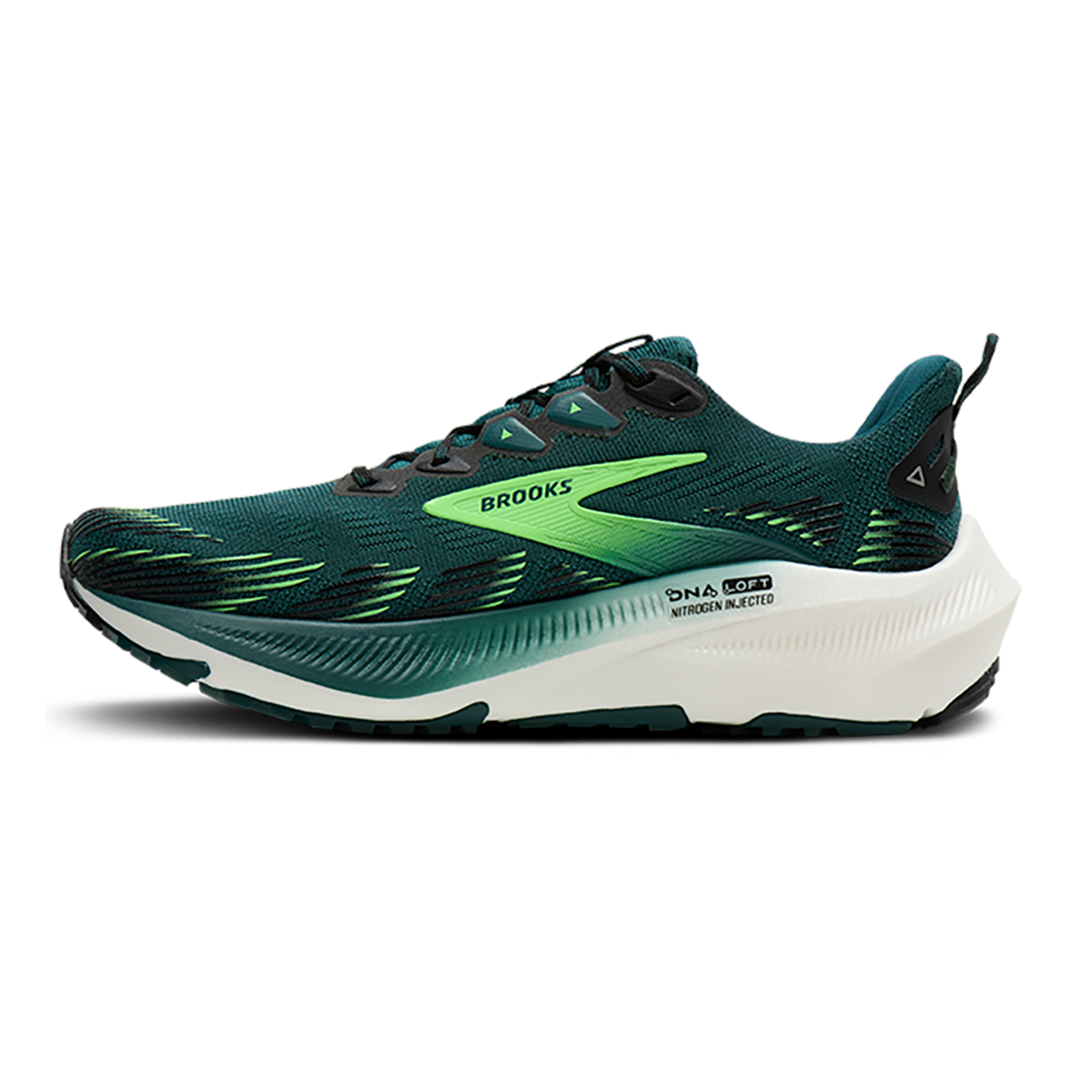 Brooks Ghost Trail — Atlantic Deep - Black - Green — Size D — Width 7 — Side View