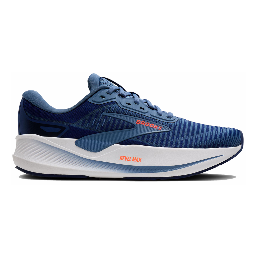 Brooks Revel Max — Beacon Blue - Moonlight - Orange — Size D — Width 7 — Detail View