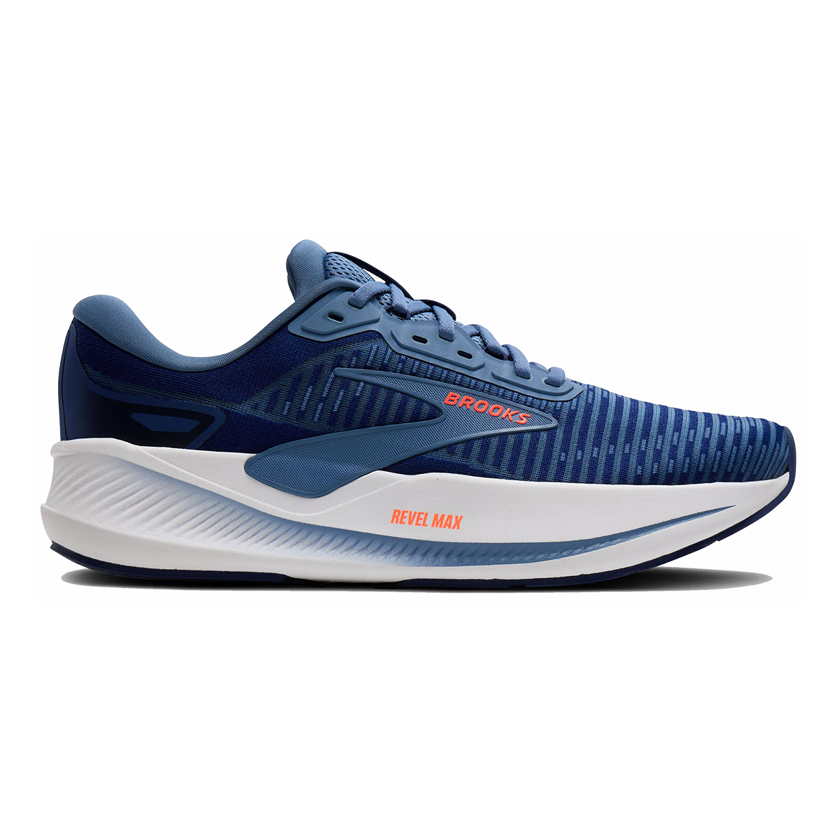 Brooks Revel Max — Beacon Blue - Moonlight - Orange — Size D — Width 7 — Detail View