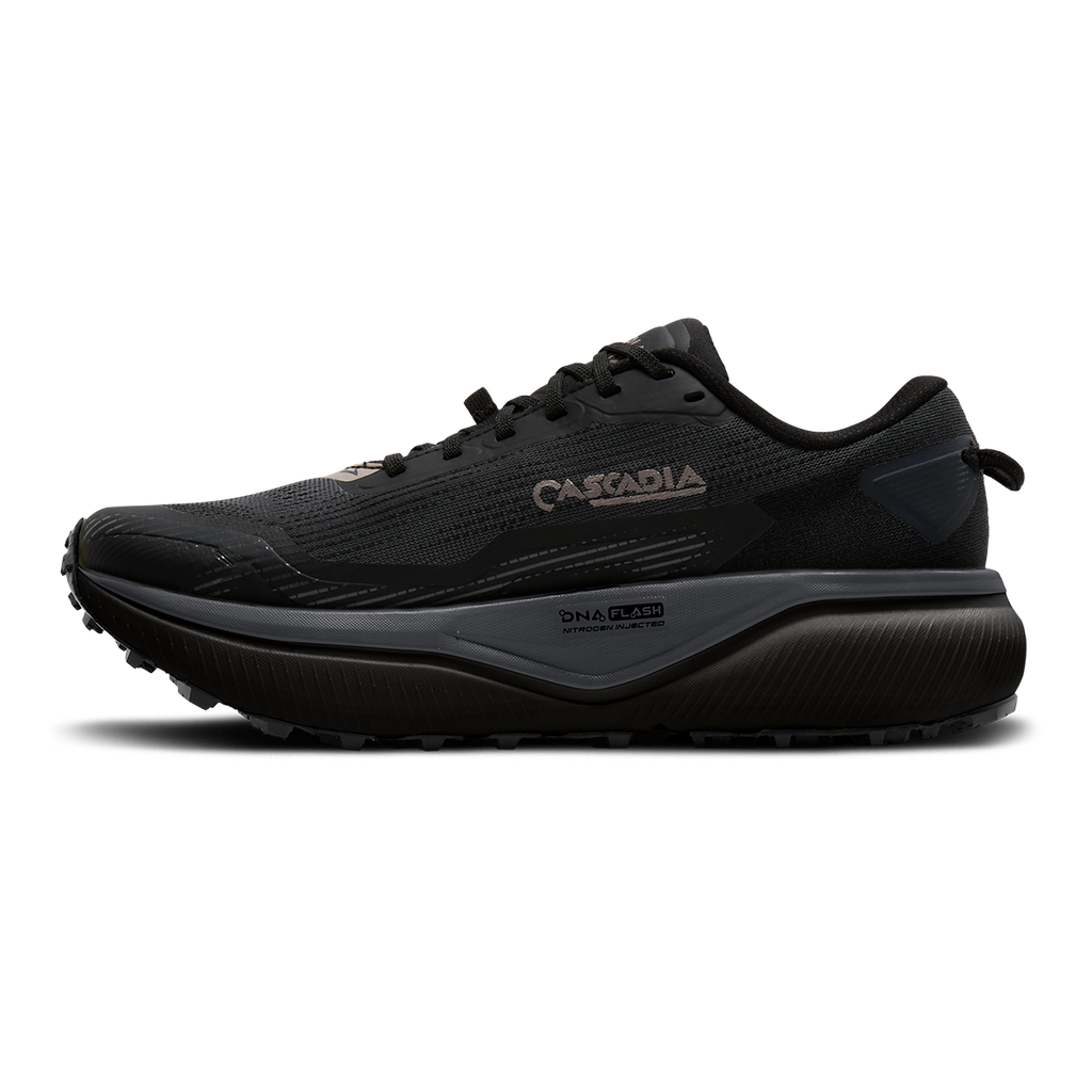 Brooks Cascadia 20 GTX — Black - Ebony - Nocturnal — Size D — Width 7 — Side View