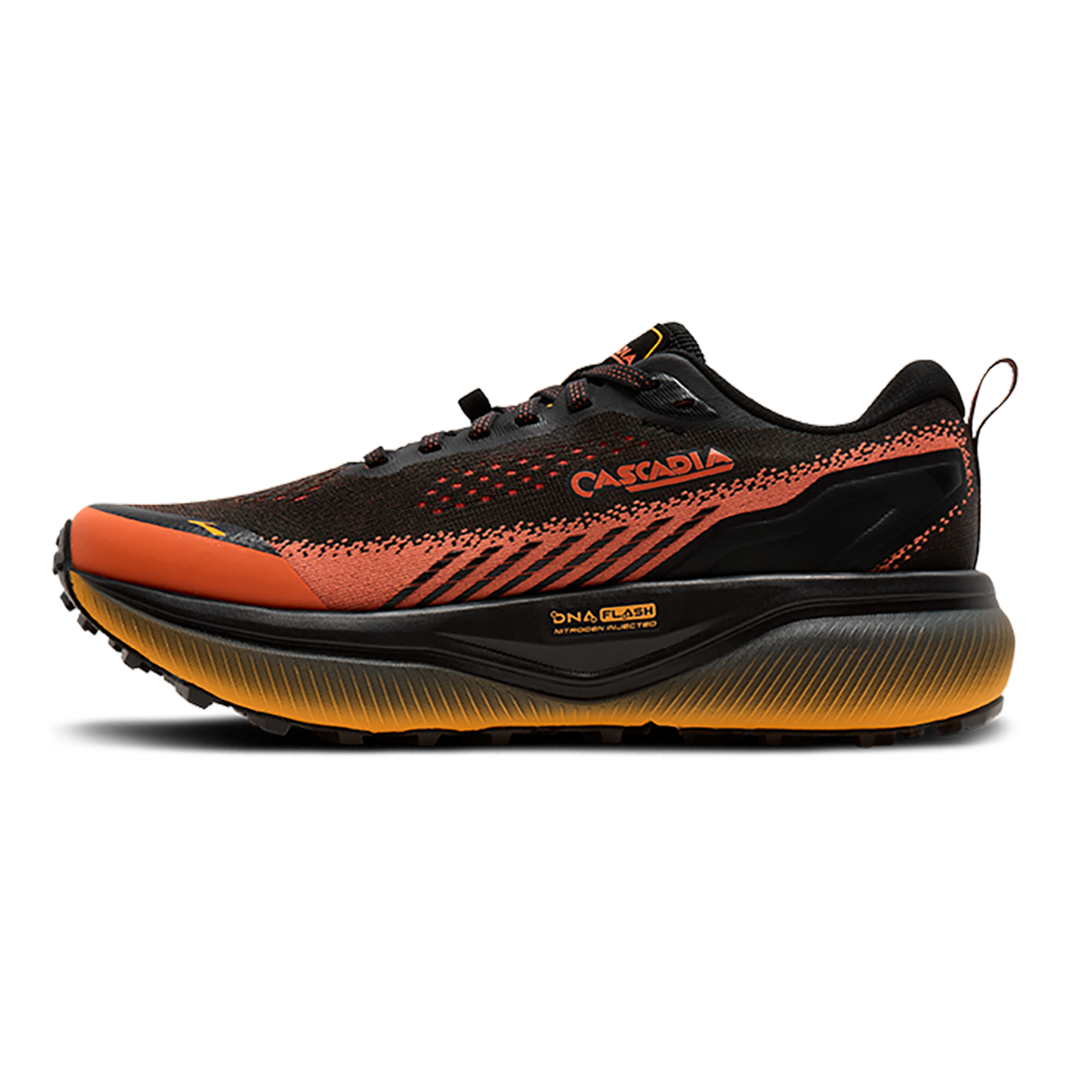 Brooks Cascadia 20 — Black - Ebony - Gum — Size D — Width 7 — Detail View