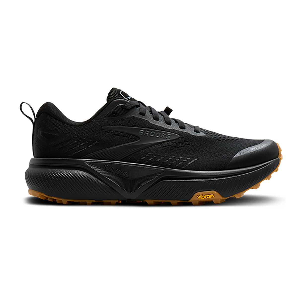 Brooks Cascadia 20 — Black - Ebony - Gum — Size D — Width 7 — Front View
