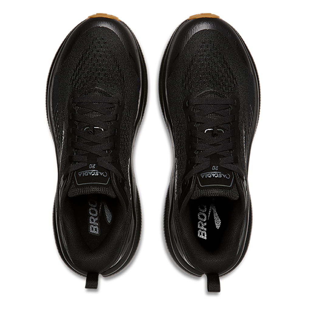 Brooks Cascadia 20 — Black - Ebony - Gum — Size D — Width 7 — Back View