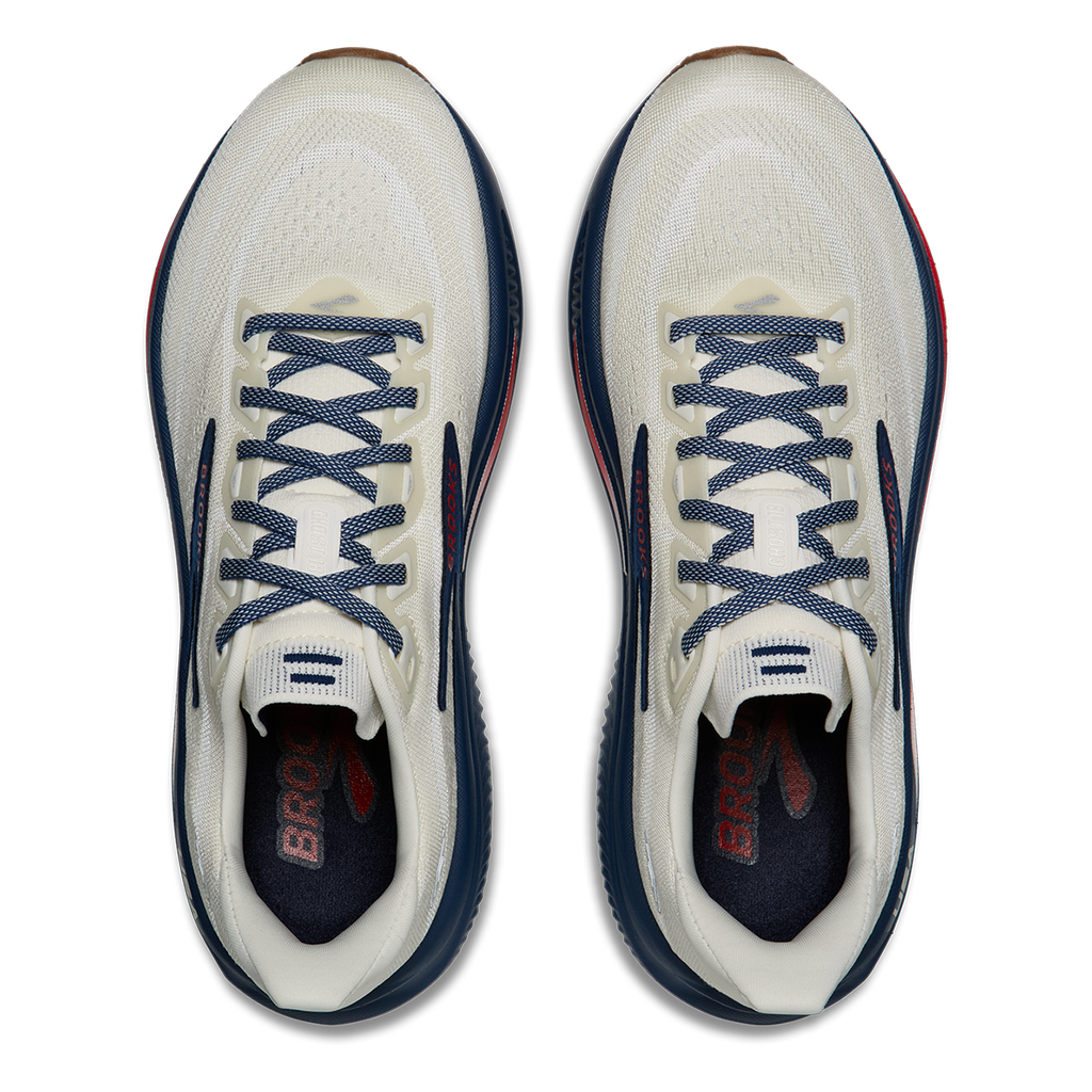 Brooks Ghost 18 USA — Coconut - Red - Blue — Size D — Width 8 — Back View