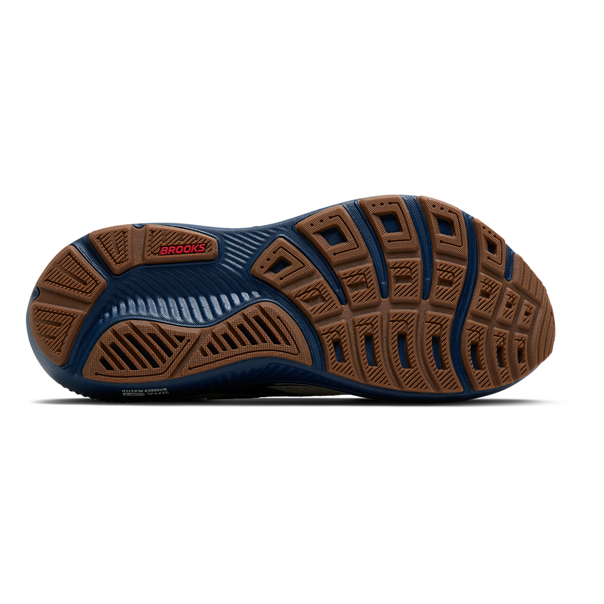 Brooks Ghost 18 USA — Coconut - Red - Blue — Size D — Width 8 — Top View
