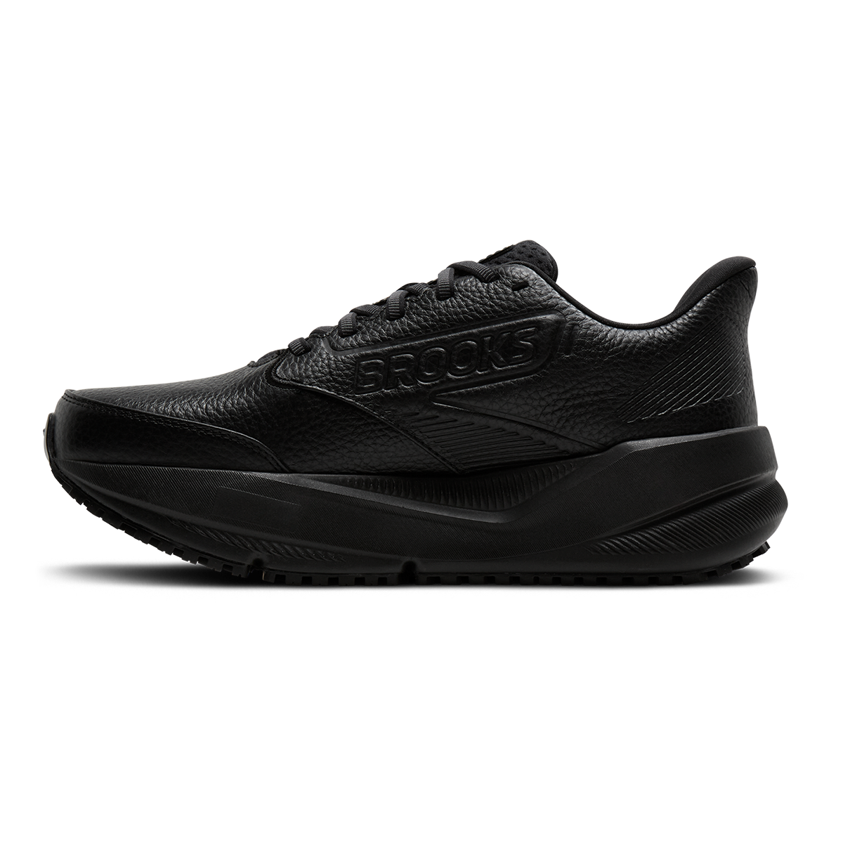 Brooks Ghost Max Slip Resistant — Black - Black — Size D — Width 7 — Side View