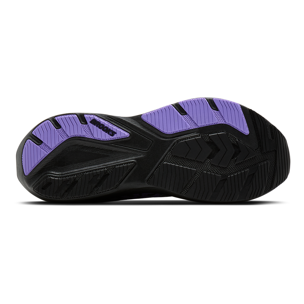 Brooks Ghost Amp — Black - Grey - Purple Hebe — Size D — Width 7 — Top View