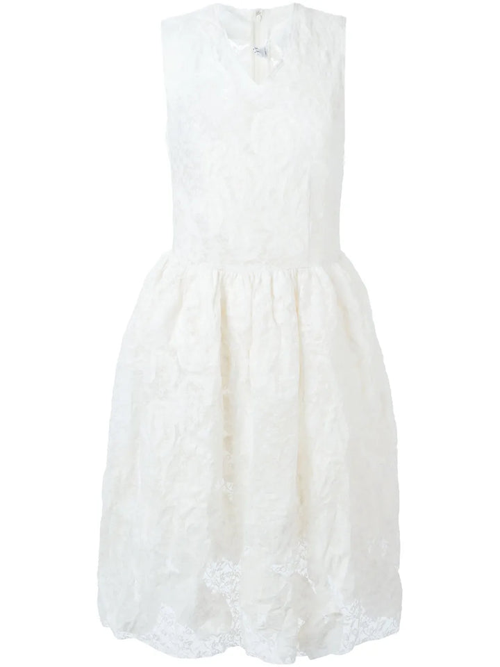 Comme Des Garcons Comme Des Garcons Flower Applique Lace Dress — White — Size S — Front View