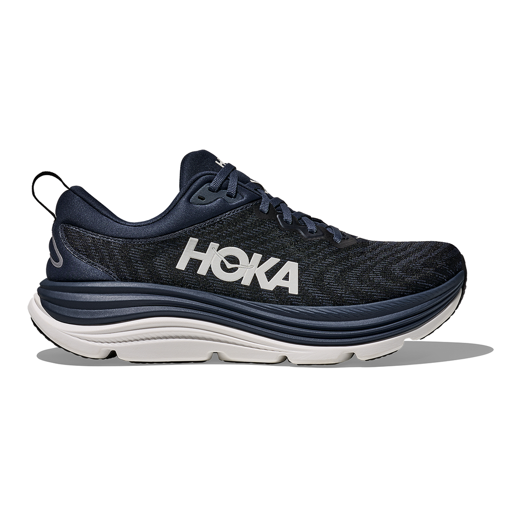 Hoka Gaviota 5 — Black - White — Size D — Width 14 — Front View
