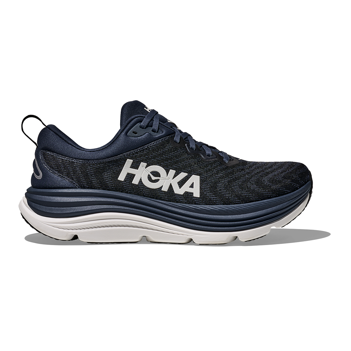 Hoka Gaviota 5 — Black - White — Size D — Width 14 — Front View