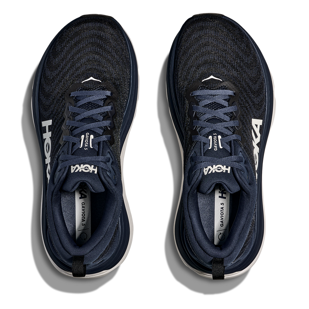 Hoka Gaviota 5 — Black - White — Size D — Width 14 — Back View