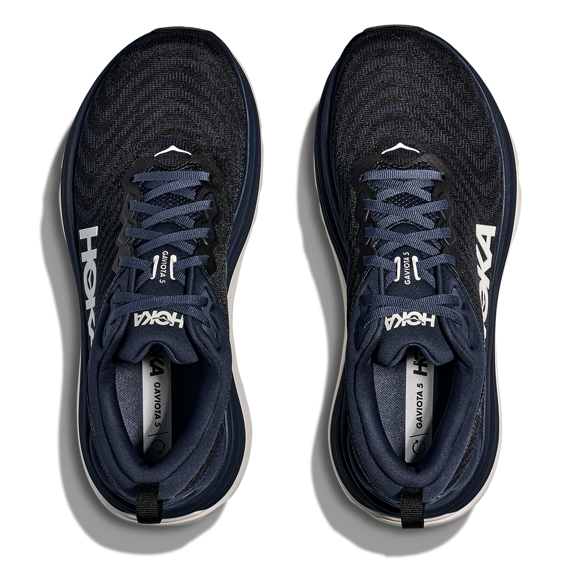 Hoka Gaviota 5 — Black - White — Size D — Width 14 — Back View